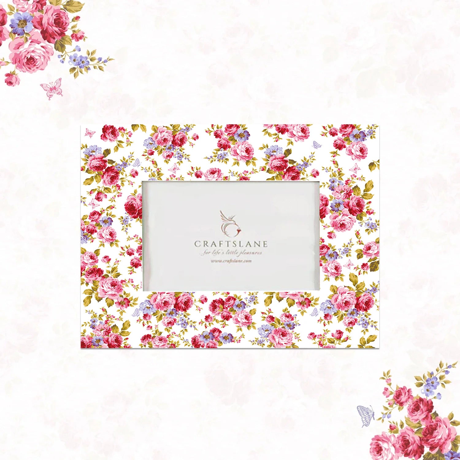 Pink Roses & Purple Forget me Nots Photo Frames 11" x 9"
